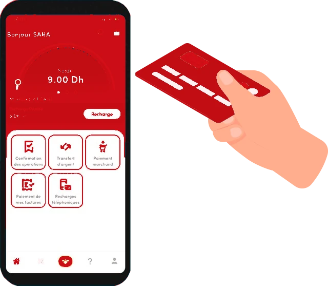 Application mobile MT Cash avec carte bancaire